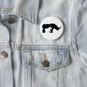 Zwarte en witte Rhino Ronde Button 5,7 Cm (In situ)
