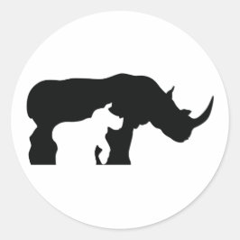 Zwarte en witte Rhino Ronde Sticker