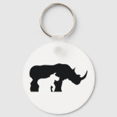 Zwarte en witte Rhino Sleutelhanger (Voorkant)