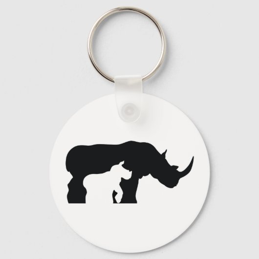 Zwarte en witte Rhino Sleutelhanger (Voorkant)