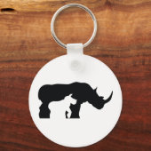 Zwarte en witte Rhino Sleutelhanger (Voorkant)