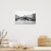 Zwarte en Witte Rialto Bridge, Venetië. Poster (Keuken)