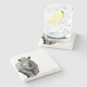 Zwarte en witte Rijn Stenen Onderzetter (Zijkant)