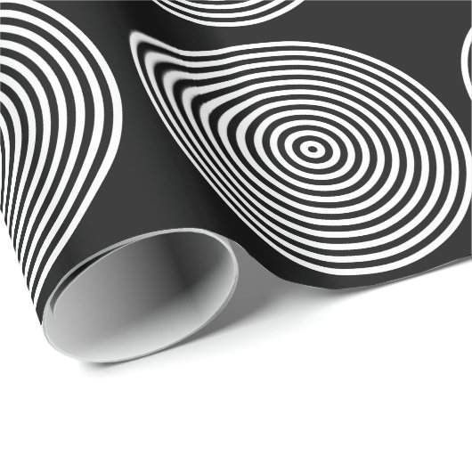 Zwarte en witte ringen cadeaupapier (Rol Hoek)