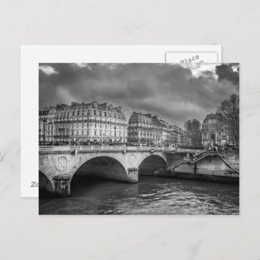 Zwarte en witte rivierzegen briefkaart (Voorkant / Achterkant)