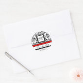 ZWARTE EN WITTE RODE DAMASKMONOGRAM, sparen de Dat Ronde Sticker (Envelop)