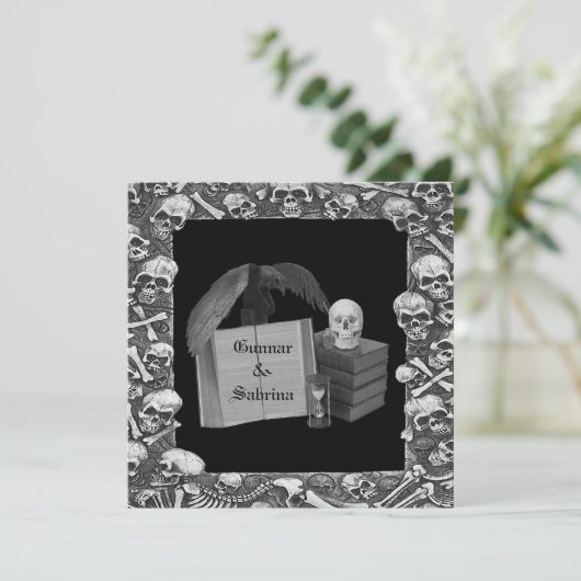 Zwarte en witte Romance Huid Spellbook Weddenschap Kaart (Staand voorkant)