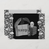 Zwarte en witte Romance Huid Spellbook Weddenschap RSVP Kaartje (Voorkant / Achterkant)