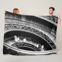 Zwarte en Witte Romeinse spiraaltrap Fleece Deken