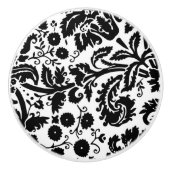 Zwarte en witte ronddraaiende flora Damask Keramische Knop (Voorkant)