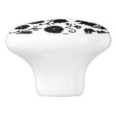 Zwarte en witte ronddraaiende flora Damask Keramische Knop (Zijkant)