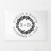  zwarte en witte roodbaars bruiloft drieluik uitnodiging (Cover)