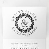  zwarte en witte roodbaars bruiloft drieluik uitnodiging (Binnenzijde eerst)