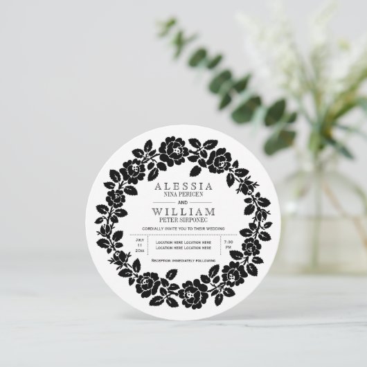  zwarte en witte roodbaars bruiloft kaart (Staand voorkant)