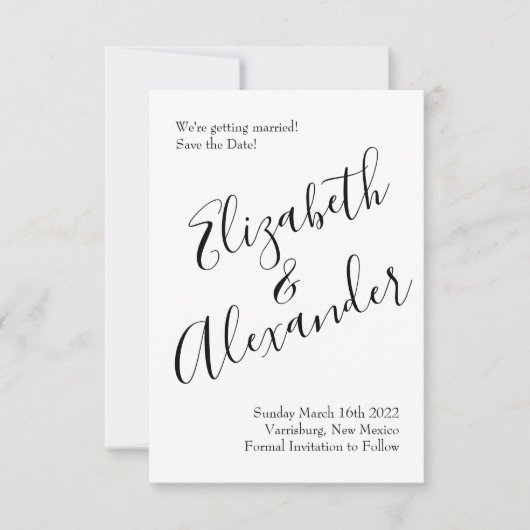 Zwarte en Witte Roos Bloemige Bruiloft Kaart (Voorkant)