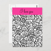  zwarte en witte roos 'Ik hou van je' Briefkaart (Voorkant / Achterkant)