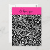  zwarte en witte roos 'Ik hou van je' Briefkaart (Voorkant / Achterkant)