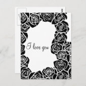  zwarte en witte roos 'Ik hou van je' Briefkaart (Voorkant / Achterkant)
