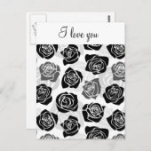  zwarte en witte roos 'Ik hou van je' Briefkaart (Voorkant / Achterkant)
