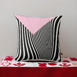 Zwarte en witte roze en Curvy Zebra Stripe Kussen