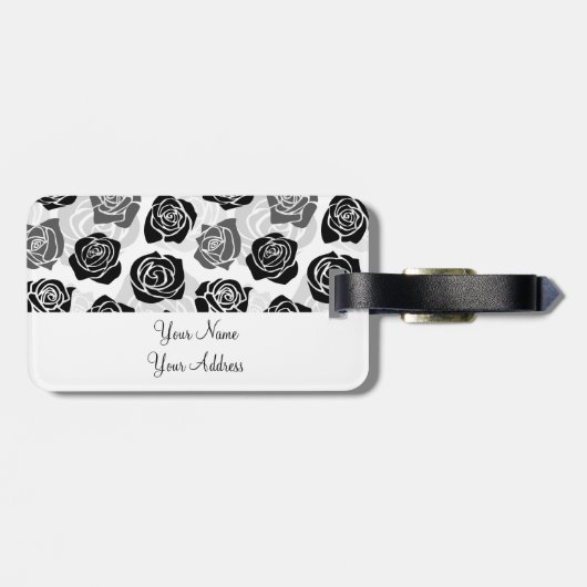 zwarte en witte rozen bagagelabel (Achterkant horizontaal)