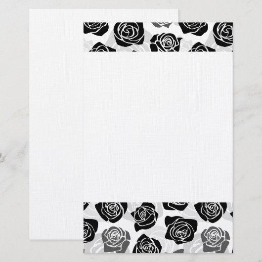  zwarte en witte rozen briefpapier (Voorkant / Achterkant)