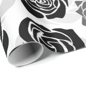  zwarte en witte rozen cadeaupapier (Rol Hoek)