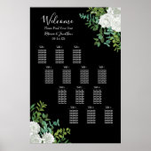 Zwarte en witte rozen Gothic Wedding Seating Chart Poster (Voorkant)