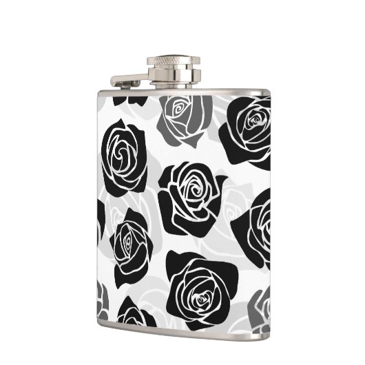  zwarte en witte rozen heupfles (Links)