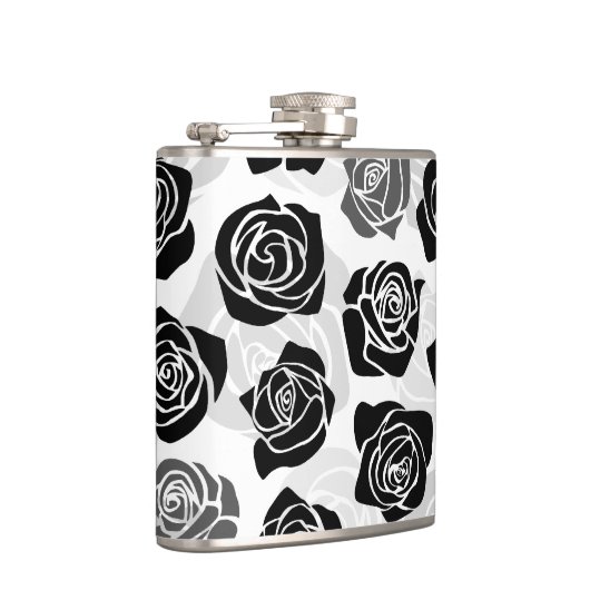  zwarte en witte rozen heupfles (Rechts)