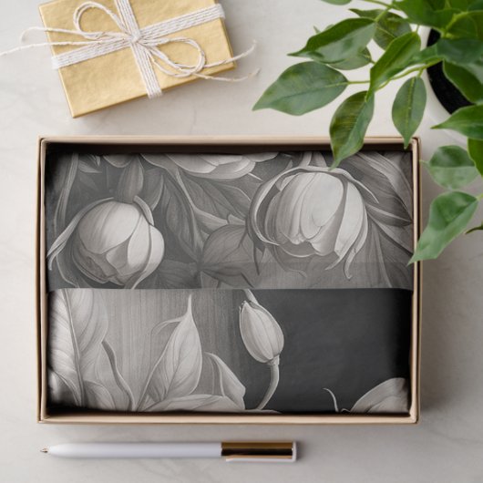 Zwarte en witte rozen in bloei tissuepapier (Geschenk)