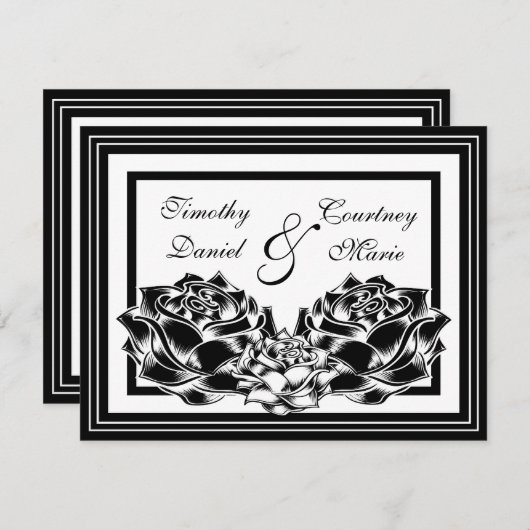 Zwarte en Witte Rozen Kaart (Voorkant / Achterkant)