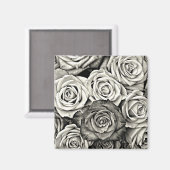 Zwarte en witte rozen magneet (Voorkant / Achterkant)