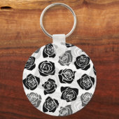 zwarte en witte rozen sleutelhanger (Voorkant)