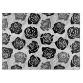  zwarte en witte rozen snijplank (Voorkant)