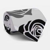 zwarte en witte rozen stropdas (Opgerold)