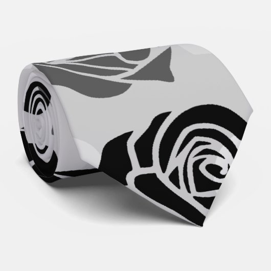 zwarte en witte rozen stropdas (Opgerold)