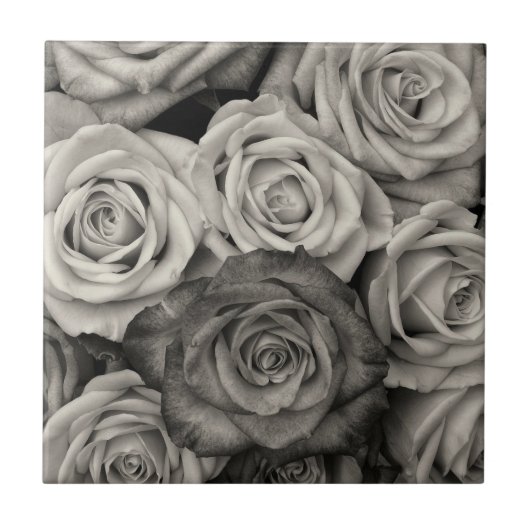 Zwarte en Witte Rozen Tegeltje (Voorkant)