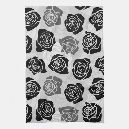  zwarte en witte rozen theedoek (Verticaal)