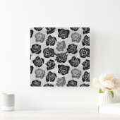  zwarte en witte rozen vierkante klok (Huis)