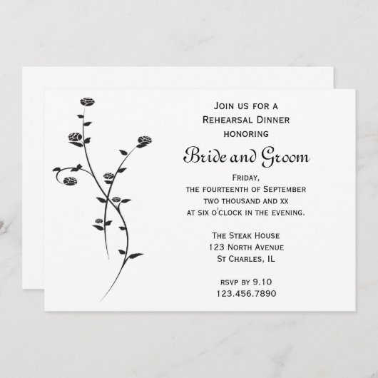 Zwarte en witte rozen Weddenschap Kaart (Voorkant / Achterkant)