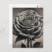 Zwarte en witte rozenbloem briefkaart (Voorkant / Achterkant)