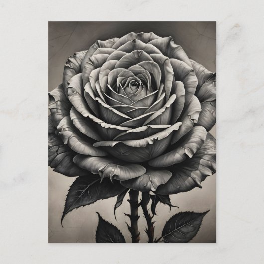Zwarte en witte rozenbloem briefkaart (Voorkant)