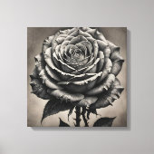 Zwarte en witte rozenbloem canvas afdruk (Voorkant)