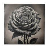 Zwarte en witte rozenbloem tegeltje (Voorkant)