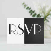Zwarte en witte RSVP-kaart RSVP Kaartje (Staand voorkant)