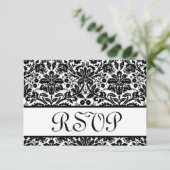 Zwarte en witte RSVP-kaart voor bruiloft RSVP Kaartje (Staand voorkant)