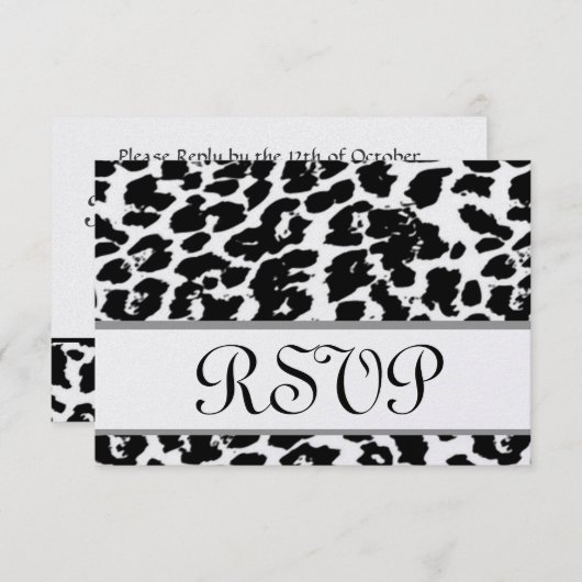 Zwarte en witte RSVP-reiskaart RSVP Kaartje (Voorkant / Achterkant)