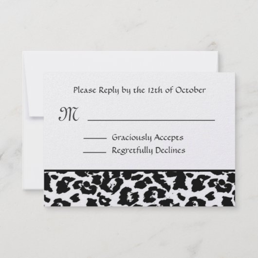 Zwarte en witte RSVP-reiskaart RSVP Kaartje (Achterkant)