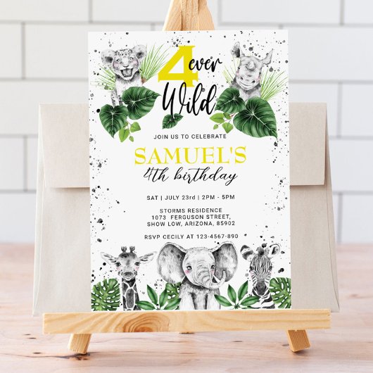 Zwarte en Witte Safari Dieren Birthday Kaart